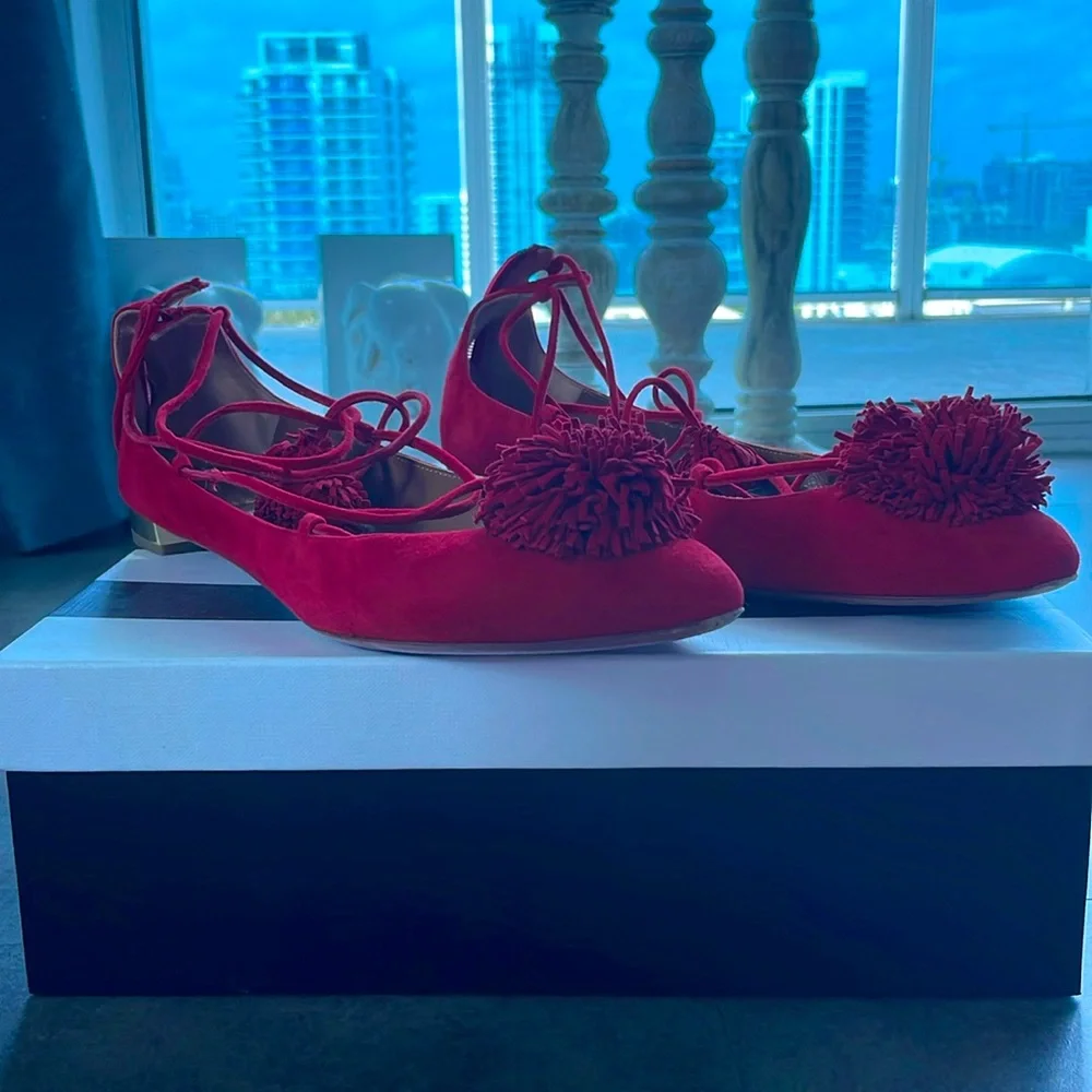 Aquazzura Sunshine Flat. Size 41. Red. - Picture 2 of 5